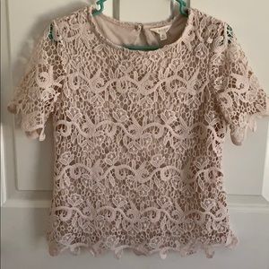 Adiva Beautiful Cream Colored Crocheted Lace Top